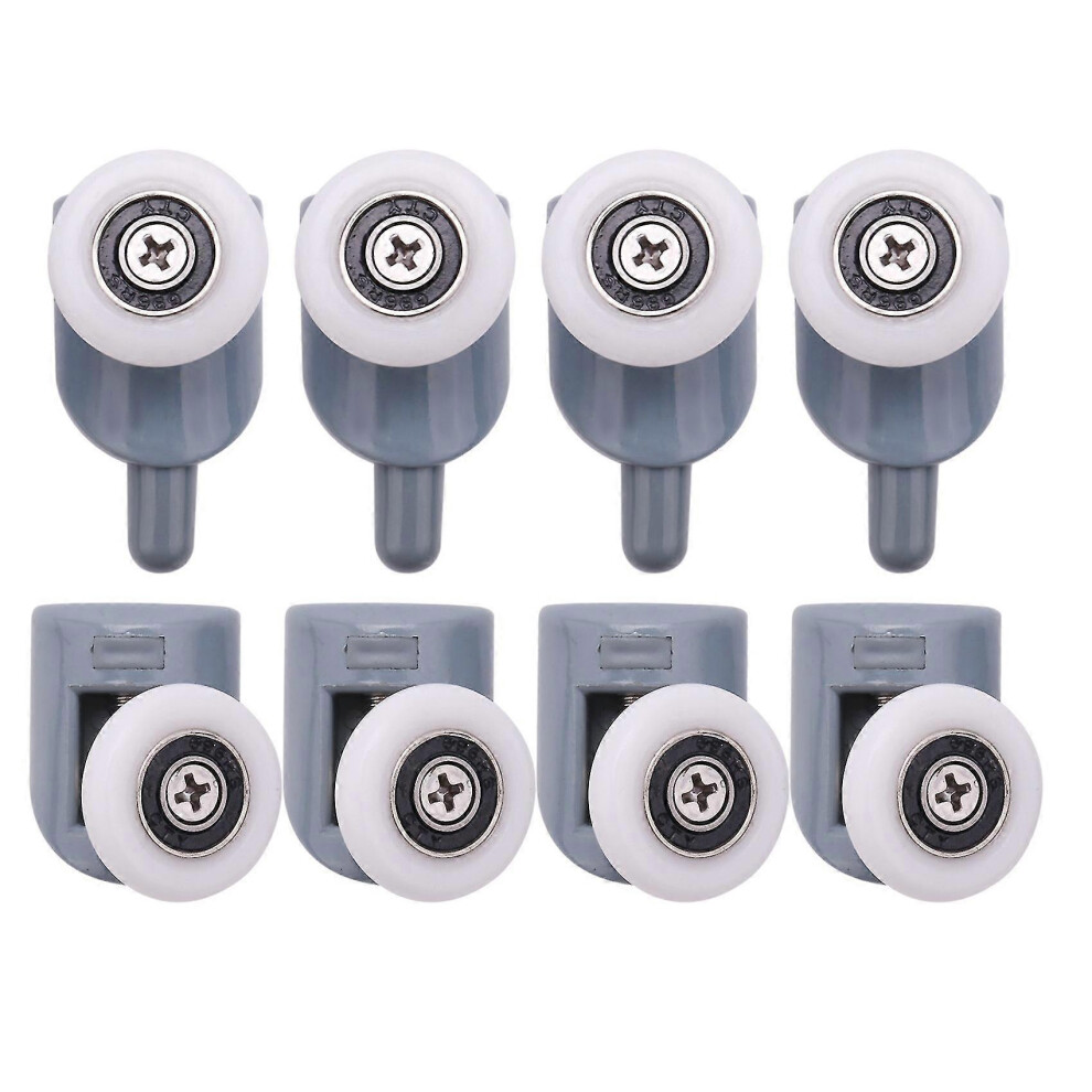 Kikidex (As Show, One Size) 8Pc Shower Door Castors Rolls Shower Door Rollers Sliding Door Roller Guide Shower Spare Parts Glas