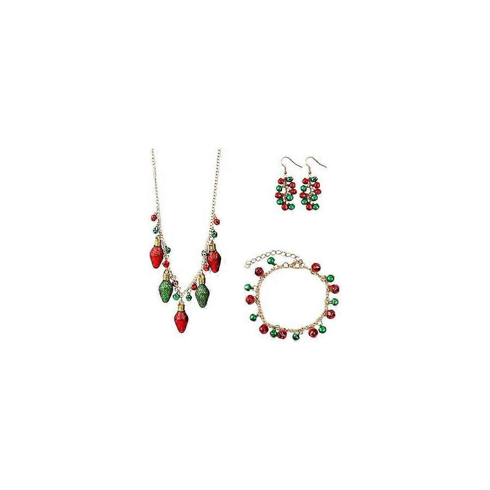 Kikidex (As Show, One Size) Christmas Jewelry Set Women Christmas Bells Christmas Earrings Bracelet Necklaces Set Christmas Jewelry Gift