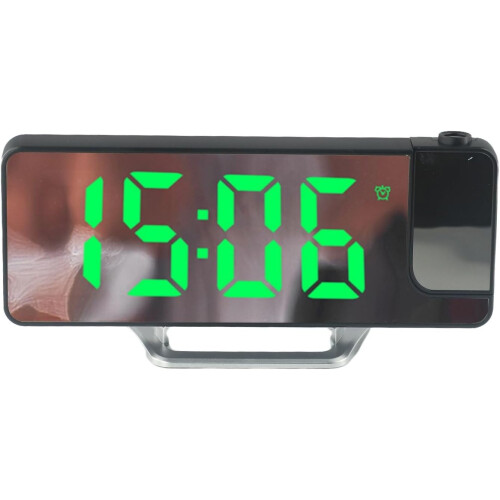 LED Projection Alarm Clock Bedside Digital, 12/24 Hour Auto Dimming, Temperature Display, Electronic Lock, Green Light 2