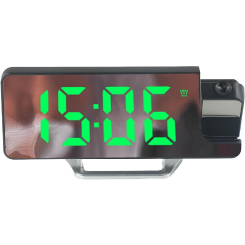 LED Projection Alarm Clock Bedside Digital, 12/24 Hour Auto Dimming, Temperature Display, Electronic Lock, Green Light 1