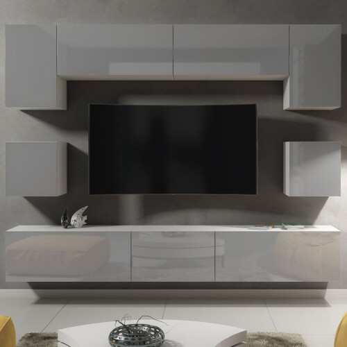 Creative Furniture Panorama Wall TV Unit - White & Grey Gloss Doors