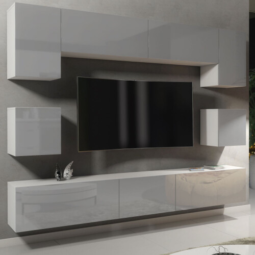 Creative Furniture Panorama Wall TV Unit - White & Grey Gloss Doors 2