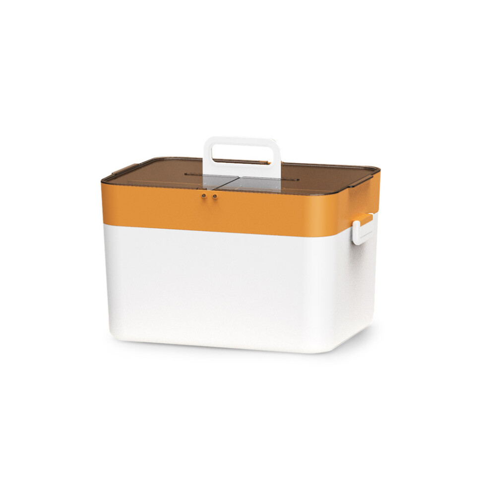 Yellow (Yellow) Medicine Box 2 Layers Storage Chest Portable Medical Household