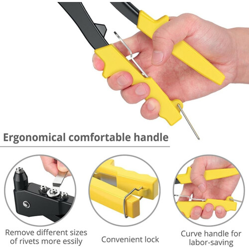 Thread Insertion Rivet Pliers Core-Pulling Hand Tool For Car Repair DIY Rivet Tool Yellow And Black 1