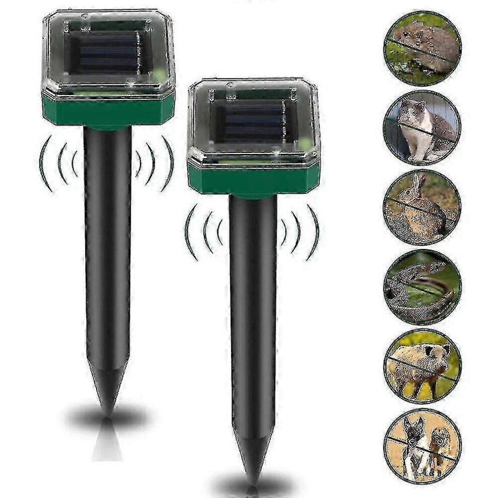 Kikidex (As Show, One Size) 2 Pcs Mole Repellent - Outdoor Solar Mole Repeller For Garden