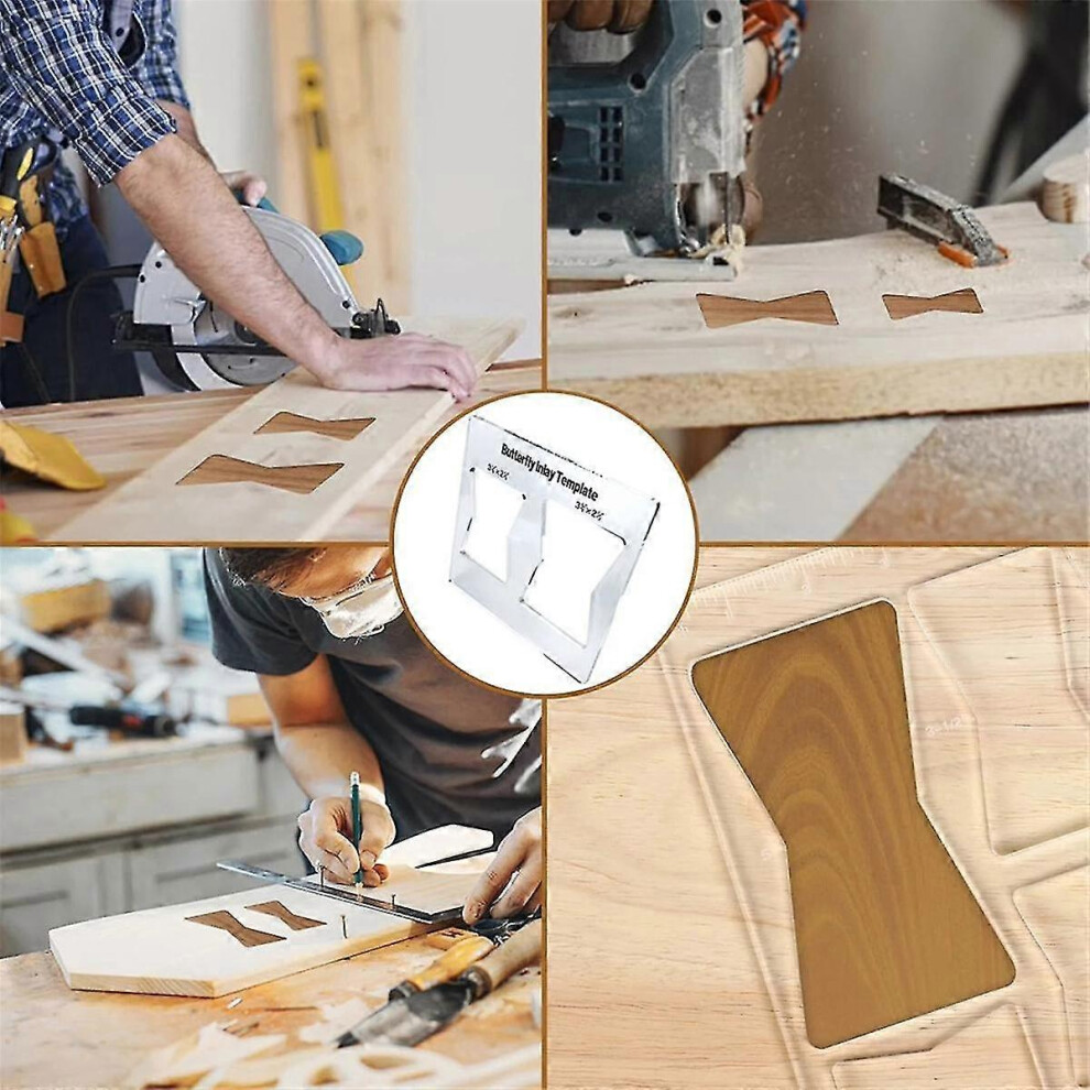 Kikidex (As Show, One Size) Professional Butterfly Inlay Template And Router Templates Transparent Wooden Joint Marking Ruler Set For Woodworking
