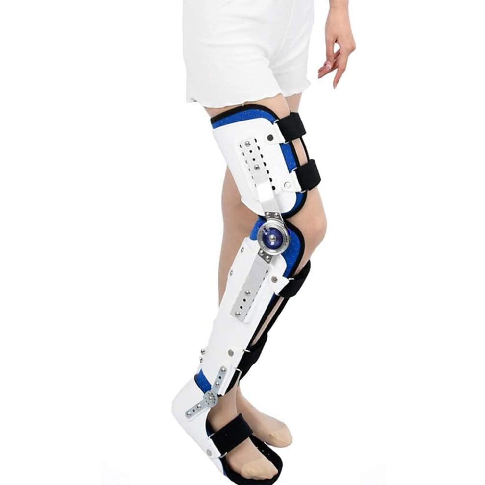 Hinged Rom Knee Foot Support Brace Adjustable Post Op Orthosis Immobilizer Protector Full Leg Stabilizer Splint Right