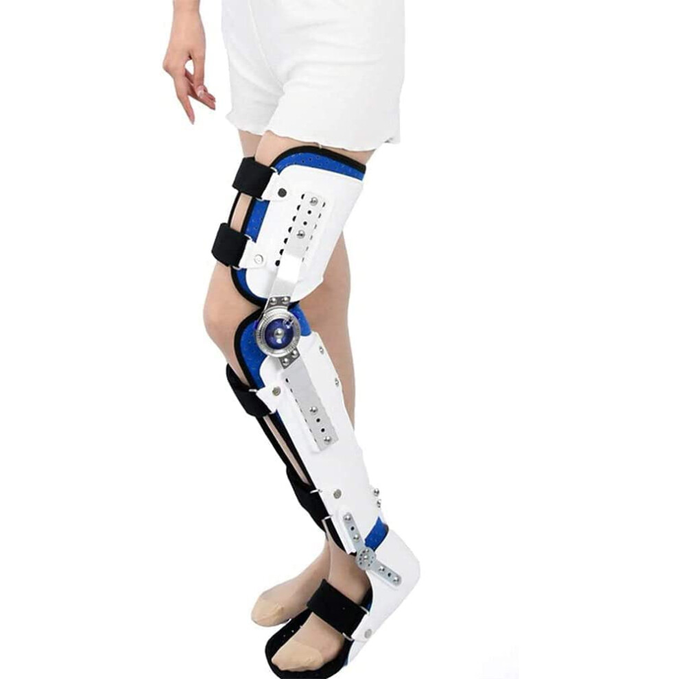 Hinged Rom Knee Foot Support Brace, Adjustable Post Op Orthosis Immobilizer, Left Knee Orthosis Splint, Leg Stabilizer