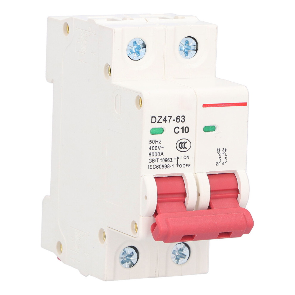 2P Miniature Circuit Breaker Dz47-63, 10A, 400V, Visual Window 9371358032977