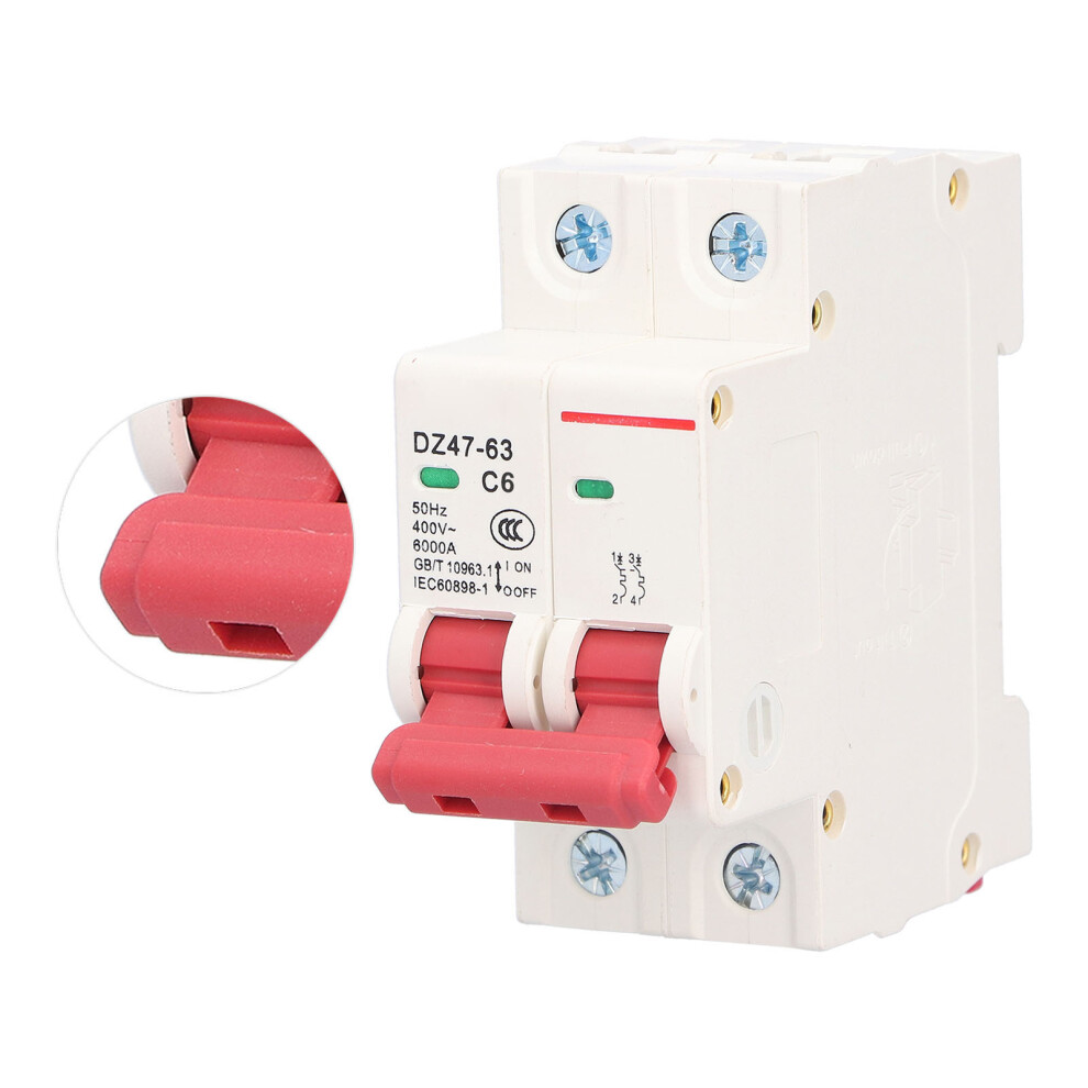 Dz47-63 2P 6A Mini Circuit Breaker With Visual Window, Ac 400V 8361358032962