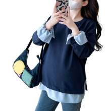 Modernes Schwangerschafts-Sweatshirt im Lagen-Look,-L Marineblau