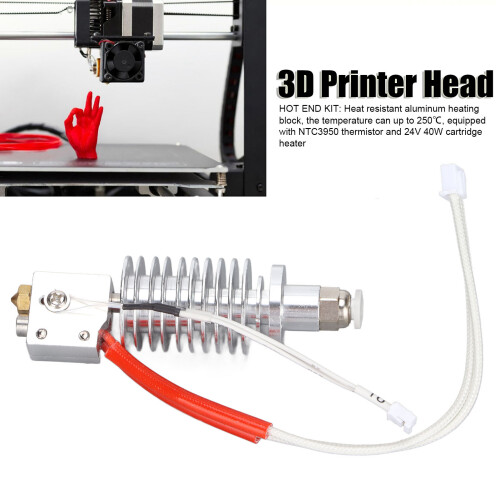 Durable Metal Hotend for 3D Printer, 0.4mm Nozzle, Silver 2