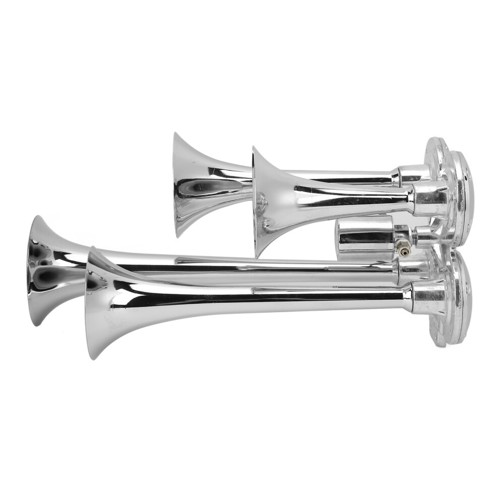Super Loud 135Db 4-Trumpet Air Horn Chrome Zinc For Vehicles 12V/24V 9421358040707