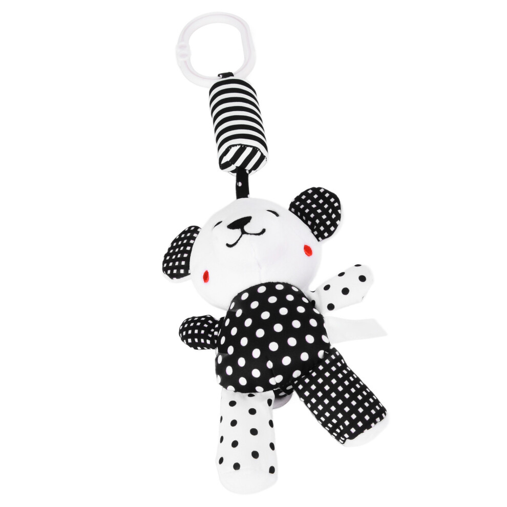 Baby Play Wind Chimes Toy Stripe Soft Plush Rattle For Crib & Car Black/White