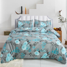(Blossom Teal, King) 4 Piece Bedding Set Duvet Cover Fitted Sheet with Pillow Cases Soft Brushed Microfibre Printed Complete Bed Sets in Single Double