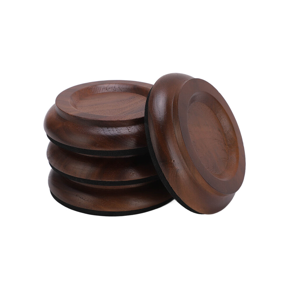 4Pcs Black Walnut Piano Caster Cup Floor Protector Non Slip Furniture Coaster 4911358041729