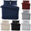 (Blue, Single) Classic Satin Stripe Duvet Cover Set with Pillowcase Soft Breathable Flat Weave Double Grey Bedding Sets, Solid Pattern, Hypoallergenic 2