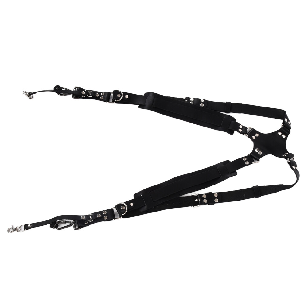 Leather Dual Shoulder Camera Harness For Slr, Adjustable, Black 7901358042359