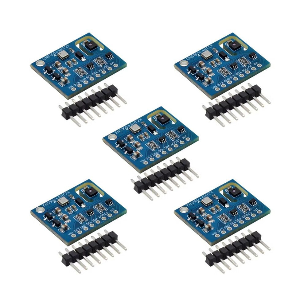 5 X Ens160 Aht21 Sensor Pack, Digital Humidity And Temperature Sensor, I2c Interface, Compact Module 9339159004067