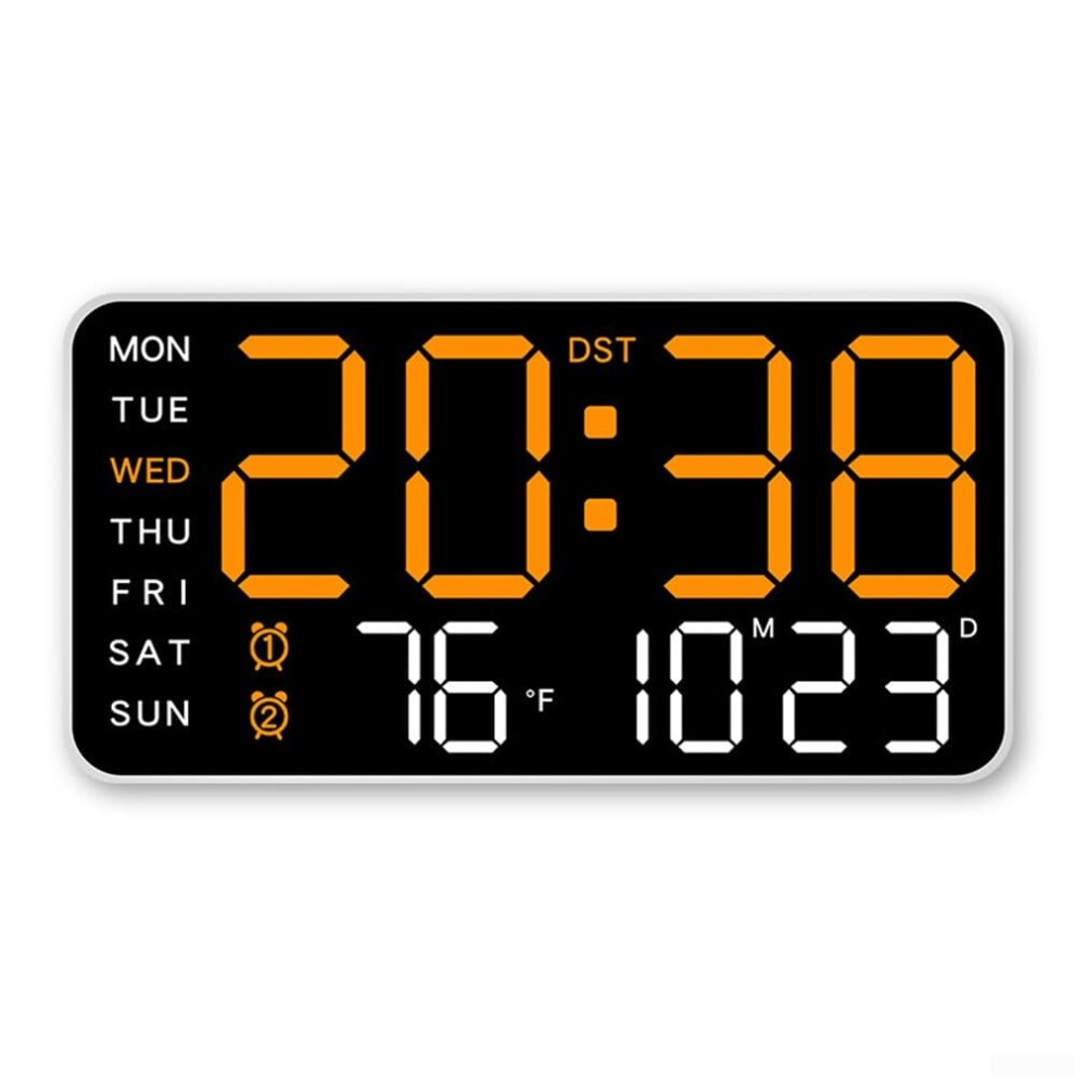 Electronic Digital Wall Clock Date Temp Week Display Voice-Activated Alarm 5-Level Brightness USB Connection Model B