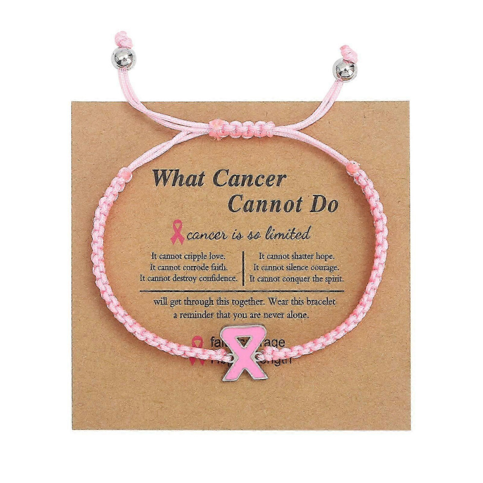 Kikidex (B, One Size) Faith Hope Courage Strength Charm Bracelets Breast Cancers Awareness Bracelet Ribbon Bangle Women Jewelry Accessory Pink
