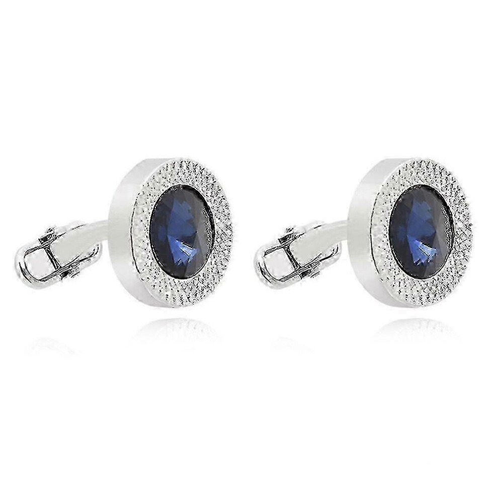 Kikidex (As Show, One Size) Luxury Crystal Crown Knot Cufflinks For Men - Elegant And Stylish Accessory Blue