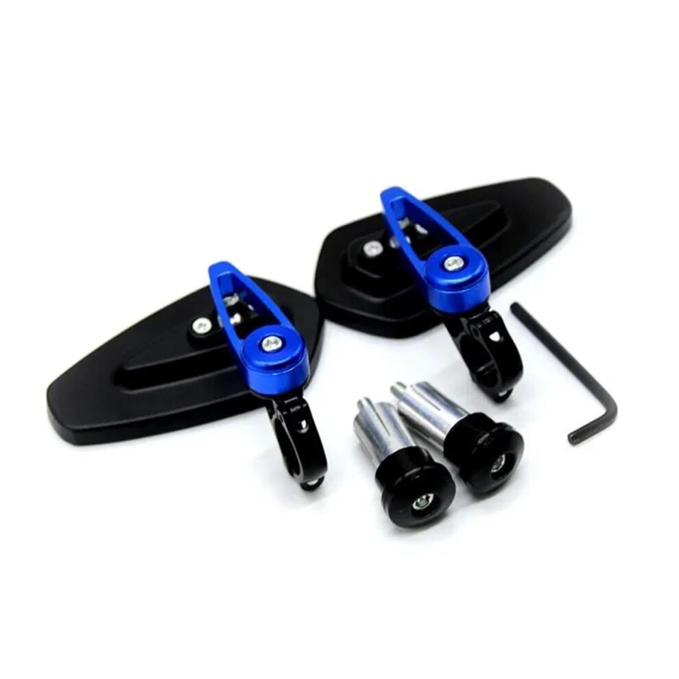 Handle Bar End Motorcycle Side Rearview Mirrors 1 Pair Universal 7/8 Inch 22Mm Aluminum Blue 9339159004661
