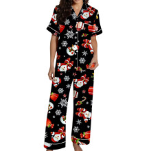 Weihnachts-Pyjamas, zweiteiliger Weihnachts-Pyjama mit-Schwarz S