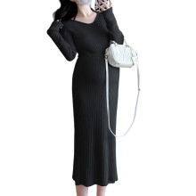Upgrades dehnbares Umstandspulloverkleid mit-Schwarz XL