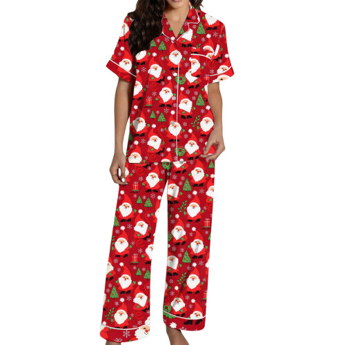 Weihnachts-Pyjamas, zweiteiliger-Burgunderrot XL