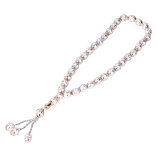Gebetsperlenrosare 33 Körner Resin Metall Blumenmuster Religiöse Gebetskette Weiß
