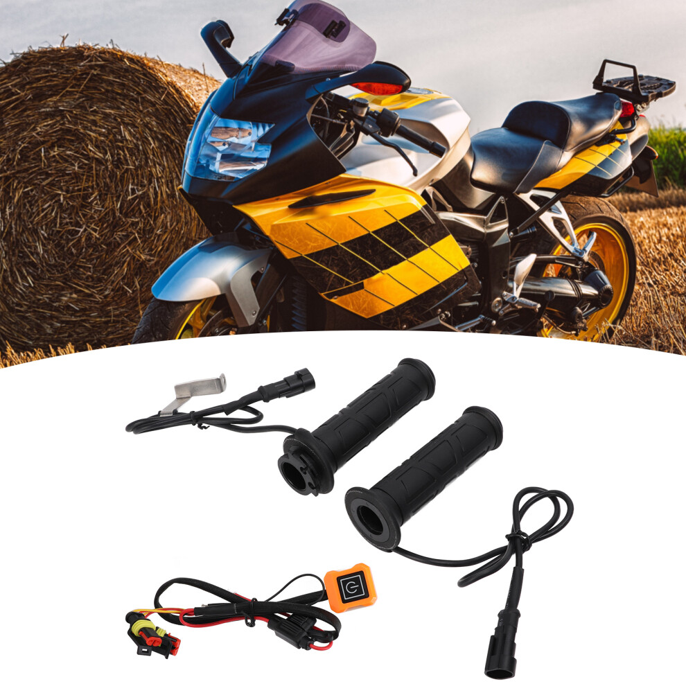 Electric Heated Grips For Motorcycle Atv 7/8In Handlebar Adjustable Temp Switch Yellow 7891358045866