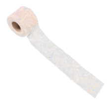 Rotolo di tulle da 9,14 m, 6 cm di larghezza, beige, paillettes ricamate.