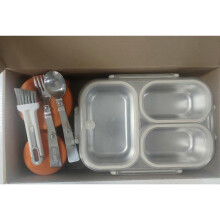 (5) Bento Box with 3 Compartments Anti-Flavor Mixing Lunch Box For Office Workers Health Lunch Break