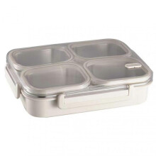 (white 1600ml) Bento Box with 3 Compartments Anti-Flavor Mixing Lunch Box For Office Workers Health Lunch Break