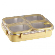(Yellow 1600ml) Bento Box with 3 Compartments Anti-Flavor Mixing Lunch Box For Office Workers Health Lunch Break