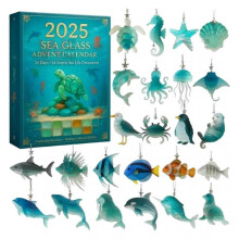 Unique Xmas Countdown Calendar Sea Glass Style Decor Festive Holiday Countdown Present for Beach House Holiday