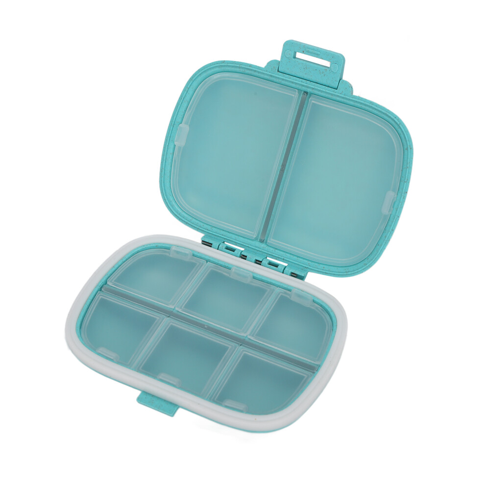Blue Travel Pill Case 8 Compartments Portable Weekly Medicine Organizer