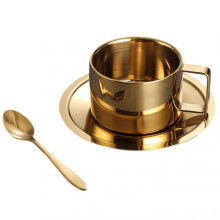 (200ml, B Gold 3pcs) Stainless Steel Coffee Mug Set Advanced Double-Wall Vacuum Insulation Ideal for Daily Use