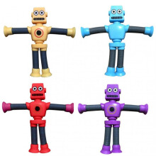 (4PCs with Light) Suction Cup Robot Toy, Cute Cool Decompression Toy, Poseable Decompression Toy, for Toddlersfor Boys