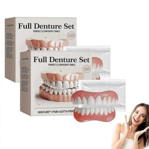 NESLEMY Advanced Individual Full Denture Set, Soft Silicone Feeding Dentures, Comfortable Fit, 2-Pack
