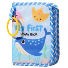 (Sea) Baby Photo Album, Baby Photo Album Holds, My First Soft Cloth Family Photos Book with Removable Hook, Washable Baby Cloth Book Photo Album