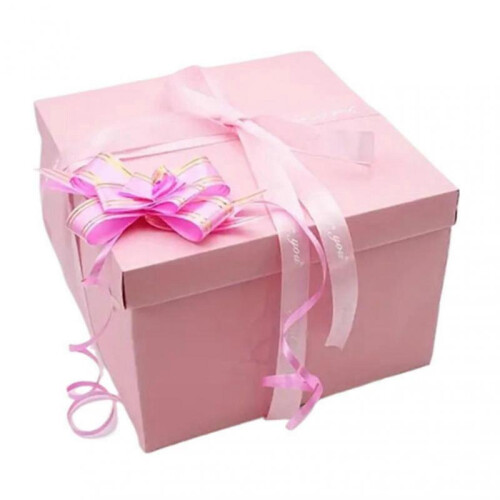 (Pink)Surprise Roll Present Box 5 Layer Snack Explosion Box With Ribbon for Festive Celebrations