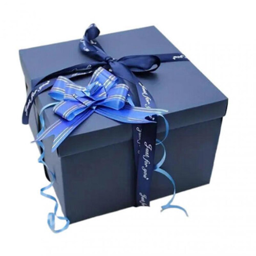 (Blue) Surprise Roll Present Box 5 Layer Snack Explosion Box With Ribbon for Festive Celebrations
