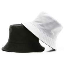 (White Black)Simple Causal Hat with Double Side Comfortable Breathable Sun Hat for Camping Hiking