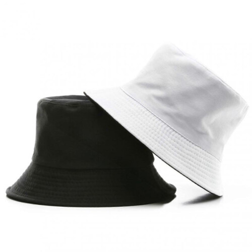(White Black)Simple Causal Hat with Double Side Comfortable Breathable Sun Hat for Camping Hiking