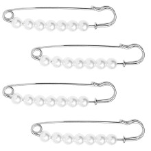 4Pcs Pearls Beads Waist Tighteners Clip Adjustable-Silver
