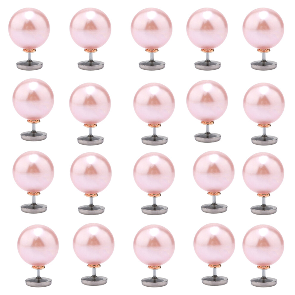 Alloy Pearls Clip Secure Fabric Fasteners Crafting Button- Pink 7754000285037