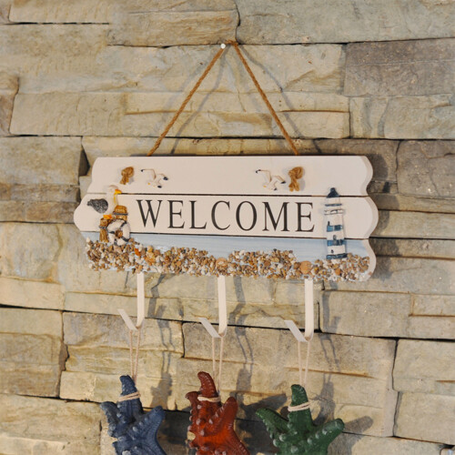 Natural Pine Wood Entryway Hook Wall Rack-MA2270 triple hook 1