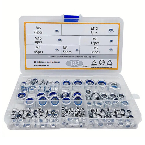 Steel Hex Nut 188 Pieces Multiple Size Assortment 3MM 12MM